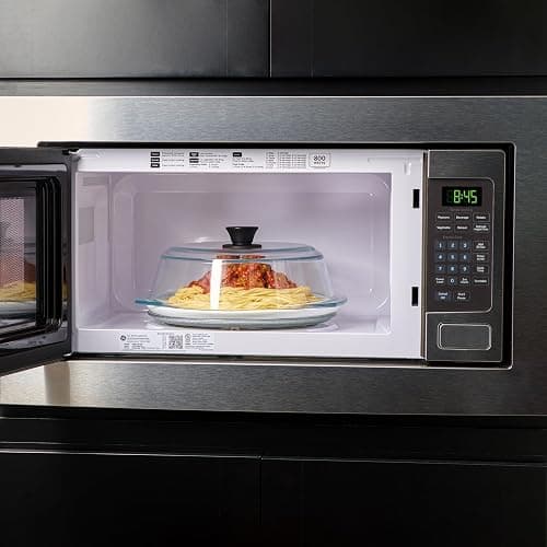 Le'raze Tall Glass Microwave Splatter Cover - Cool Touch Easy Grip Handle | Durable Borosilicate Glass, Plastic Free, Lead & BPA Free, Dishwasher Safe, Dual Steam Vents, Clear Food Plate Guard Lid thumbnail 2