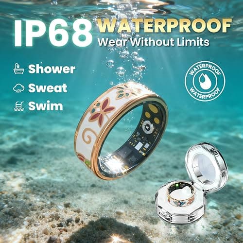 Enamel Craft Smart Ring for Women & Men - No Subscription Fee Fitness Tracker with Sleep Tracking, Heart Rate, SpO2 - IP68 Waterproof for iPhone Android - Activity Tracker, Remote Camera Size7 thumbnail 6
