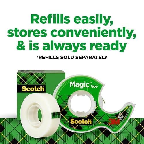 Scotch Magic Tape, Repair Christmas Cards and Use as Holiday Gift Wrap Supplies for Christmas, 3/4 x 300 Inches, 3 Dispensered Rolls thumbnail 7