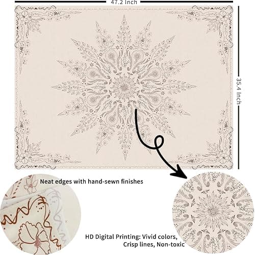 Damanse Floral Tapestry Wall Hanging Cute,Boho Wall Tapestry for Bedroom Aesthetic,Mandala Living Room Decor for Teen Girls (Flaxen, 34.80" x 47.20") thumbnail 3