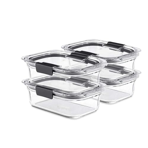 Rubbermaid Brilliance Glass Food Storage Containers, 3.2 Cup, Set of 4, BPA-Free, Leak-Proof, Clear - Image 1