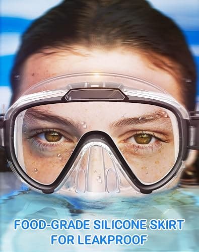 Norabidea Swim Goggles Adult Kids, Anti Fog Swimming Goggles with Nose Cover,No Leaking Clear Snorkel Dive Mask 180 Wide View Men Women Youth Boys Girls thumbnail 6
