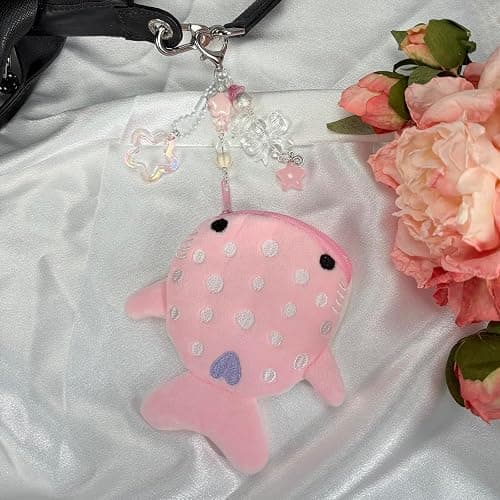 Whale Shark Coin Purse Keychain,Cute Plush Change Purse with Zipper Keychain,Kawaii Handmade Coin Pouches for Women thumbnail 3