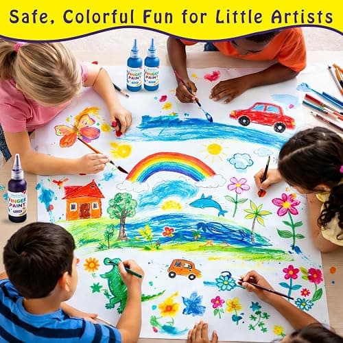 Washable Paint Set, 10 Colors x 60ml (2 fl oz) Squeeze Bottles, Non-Toxic Craft Paint for Paper, Posters, Classroom Art & DIY Projects thumbnail 4