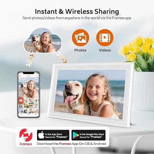 Frameo 10.1" Digital Picture Frame with 32GB Memory White WiFi Electronic Photo Frame 1280 x 800 IPS HD Touch Screen Auto-Rotate Slideshow Wall Mountable Share Photos/Video Remotely Anywhere thumbnail 2