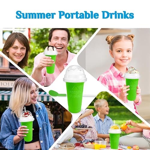 Slushy cup Slushie Maker Cup,Frozen Magic Slushy Cup - Create Delicious Slushies Anywhere with This Fun and Cool Slushie Maker Cup! (Green＋Blue, Large) thumbnail 6