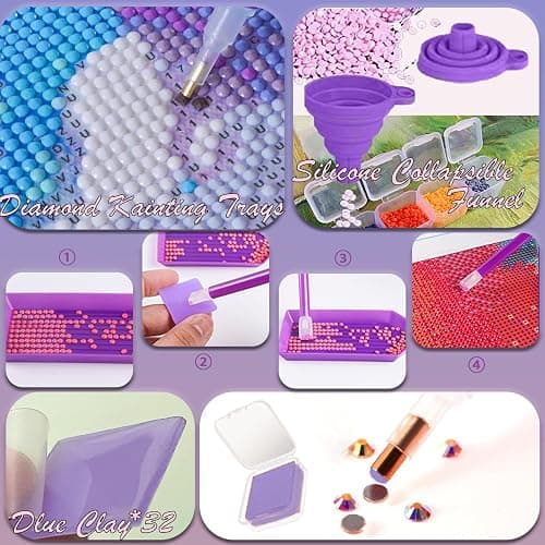 NLXCXUCY 158pcs Diamond Art Accessories Kit All-Inclusive Diamond Painting Tool Set with A4 Diamond Painting Light Pad,Diamond Art Sealer Glue,Diamond Correction,Pens Storage Box for DIY Craft thumbnail 5