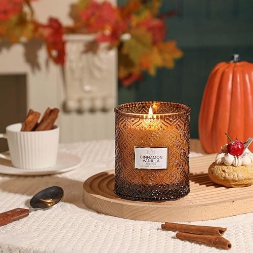Fall Candle, Cinnamon Vanilla Spice Candles, 19oz Large Candle | Fall Scented Candles Gifts for Women, Thanksgiving Table Centerpiece, Farmhouse Autumn Decorations for Harvest Home Decor thumbnail 3