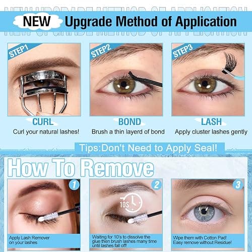 Yawamica Lash Clusters Kit 200D Fluffier Volume Cluster Eyelash Extensions Kit 10-20mm DIY Lash Extension Kit with Lash bond and Lash Remover and Lash Applicator for DIY Lash (200D-10-20MM Kit) thumbnail 7