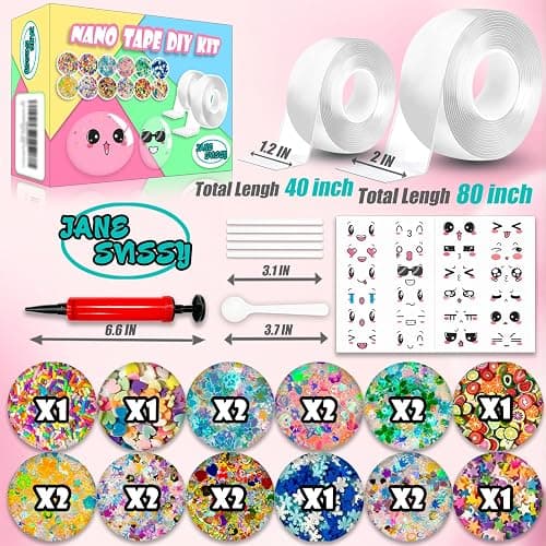 Nano Tape Bubble Kit, Toys for Girls, DIY Craft Kit, Cool Stuff for Girls, Cute Stuff, Cool Things for Kids, Boys,Gift for 4, 5, 6, 7, 8, 9, 10, 11, 12 Years Old Kids, 2PCS (2"&1.2") thumbnail 2