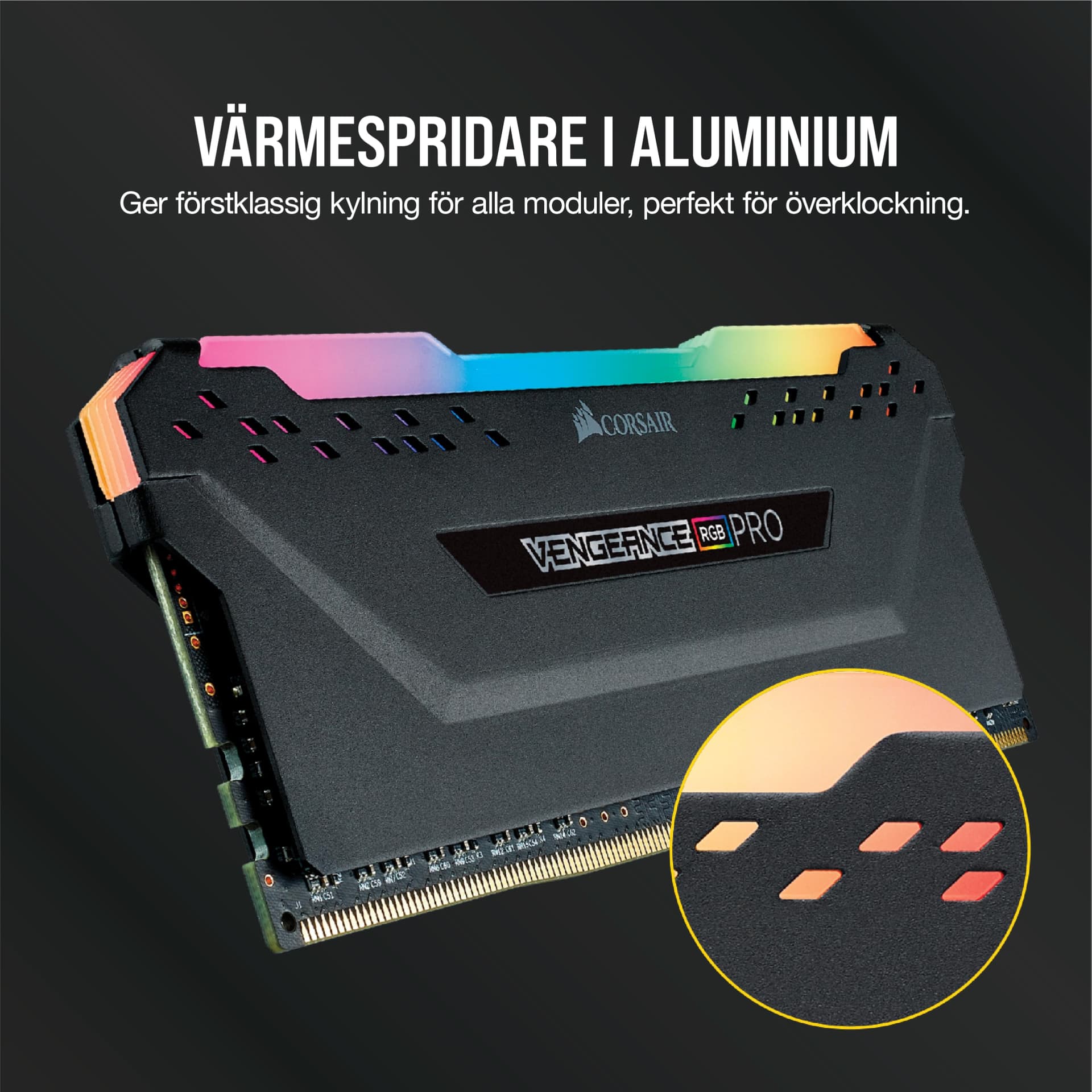 CORSAIR VENGEANCE RGB PRO 32GB (2x16GB) DDR4 3200 (PC4-25600) C16 1.35V Computer Memory - Black (CMW32GX4M2E3200C16) thumbnail 5