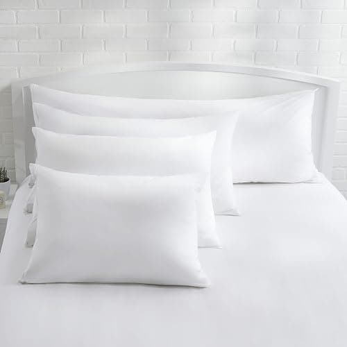 Amazon Basics Standard Pillowcase with Zipper, 100% Cotton Hypoallergenic, Pillow Protector, White (27 x 21 Inches), Pillows Not Included - Standard thumbnail 8