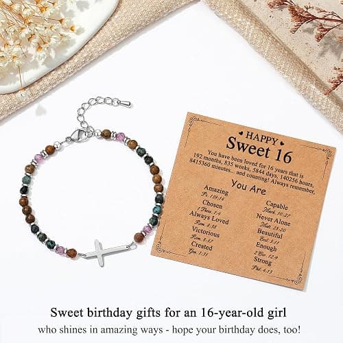 TONY & SANDY Christian Cross Bracelet for Women, Easter Gifts for Teens Kids Girls, Confirmation Baptism Gifts, Unique Gift for Friends Daughter Mom Sister in Christ Birthday Christmas thumbnail 5