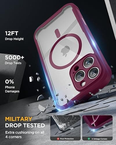 Miracase Magnetic for iPhone 16 Pro Case Full-Body Phone with Built-in Glass Screen Protector, [Compatible with MagSafe] Military Drop Proof 16 Pro Cover Bumper 6.3 inch, Plum thumbnail 5