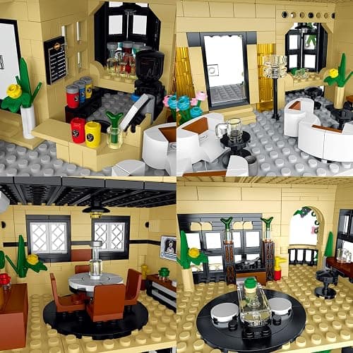 NEWRICE City Cafe Architecture Building Kit with LED Lights,3 Levels City Cafe Model Building Blocks Toy,for 12+Age Teen,Adult（1443 Pieces） thumbnail 6