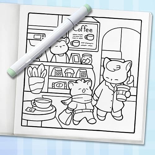 Comfy & Cozy: Coloring Book for Adults and Teens with Cozy Scenes and Cute Animal Characters for Relaxation thumbnail 9