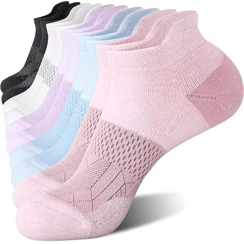 FITRELL 5-6 Pairs Ankle Running Socks for Women Athletic Cushioned Low Cut Tab Sports Socks - Image 1