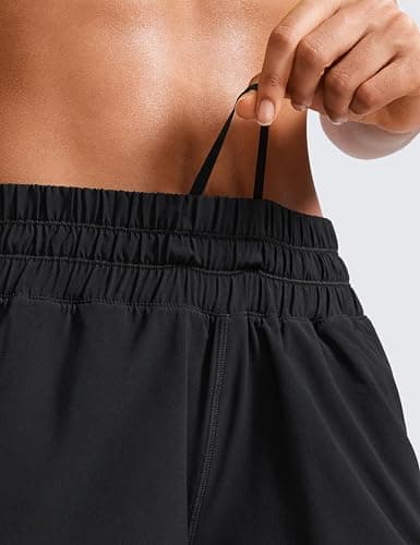 CRZ YOGA Dolphin Athletic Shorts for Women 5" - High Waisted Quick Dry for Running Workout Gym Track with Zip Pocket thumbnail 5