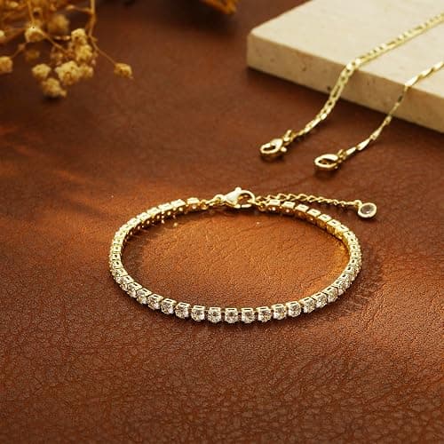 Hergory Gold Bracelets for Women Trendy, Dainty 14K Plated Gold Bracelet Stack Non Tarnish Waterproof Tarnish Free Gold Jewelry Adjustable Paperclip Cuban Beaded Snake Bracelet Set for Gifts thumbnail 5