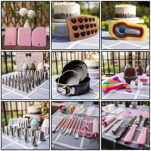Cake Decorating Supplies Kit 464 Pcs with Non-Slip Cake Turntable and Springform Cake Pans，Icing Piping Tips Set，Chocolate Mould & Muffin Cups，Baking Supplies for Beginners and Cake Lovers thumbnail 6