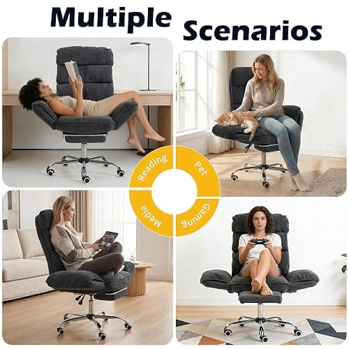 Big and Tall Office Chair with 90-180° Flip Armrests, 400lbs Ergonomic Computer Gaming Chair for Cross Legged Sitting, 155° Recline & Foot Rest - Wide Desk Task Chair for Home Office, Vanity, Study thumbnail 9