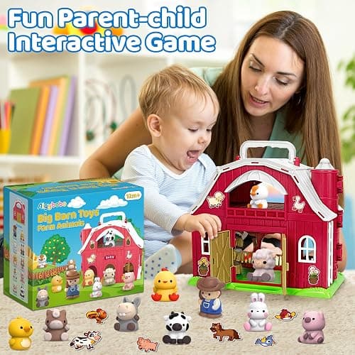 Aigybobo Farm Animals Big Barn Toys for 1 2 3 Year Old, Toddler Montessori Learning Toy, Farm Playset with Animal Figures and DIY Stickers, Christmas Birthday Gift for Baby Boys Girls Age 12-18 Months thumbnail 6