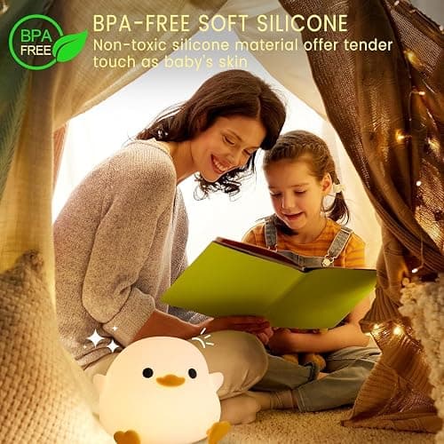 FAMIDUO Duck Lamp, Cute Pea Duck Night Light, 2 Levels Dimmable Ducky Night Lamp, LED Squishy Animal Light for Kids Sleep, Rechargeable Bedside Touch Silicone Lamp, Unique Dorm Decor Gift Toy thumbnail 2