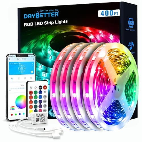 DAYBETTER LED Strip Lights 400 ft, Smart Light with App Remote Control, RGB LED Lights for Bedroom, Music Sync Color Changing for Room Home Decor Party Festival Halloween, Christmas (4 Rolls) - Image 1