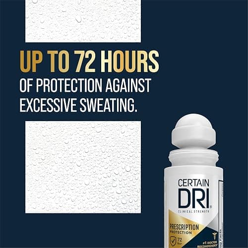 Certain Dri Prescription-Strength Clinical Antiperspirant Roll-On for Hyperhidrosis - 72-Hour Sweat Protection - Fragrance-Free - Doctor-Recommended for Men & Women - 1.2 fl oz thumbnail 2