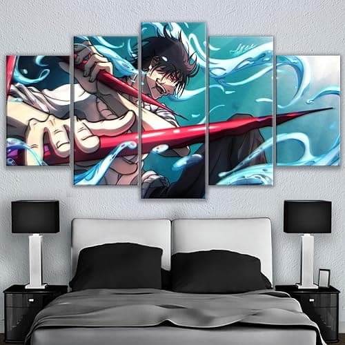 Set 5 Canvas Print Toji Fushiguro Risen Sea Background Anime Art for Living Room Bedroom Office Ready to Hang Fabric Home Artistic Anime Manga Different sizes (with Frame) (39x22inch) thumbnail 2