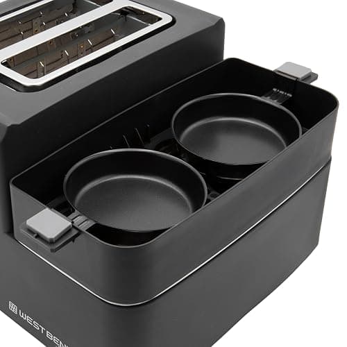 West Bend Breakfast Station 2-Slice Toaster and Egg Cooker/Poacher with Removable Pre-Cooked Meat and Vegetable Warming Tray for Perfect Breakfast Sandwiches, 1200-Watts, Black thumbnail 9