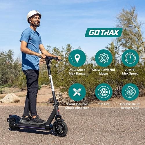 Gotrax ECLIPSE Electric Scooter for Adults, 10" Solid Tire, Max 28 Mile Range, 500w Motor up to 20Mph w/Electric Code Lock, High-Strength Aluminum Body & Long Battery Life, Foldable Commuting EScooter thumbnail 2