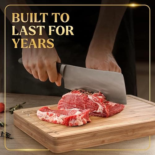 Deer & Oak Extra Large Chopping Board - 40 x 30 x 3.8cm Extra Thick Wooden Bamboo Meat Chopping Board, Butchers Block, Chopping Block for Kitchen, Heavy Duty thumbnail 3