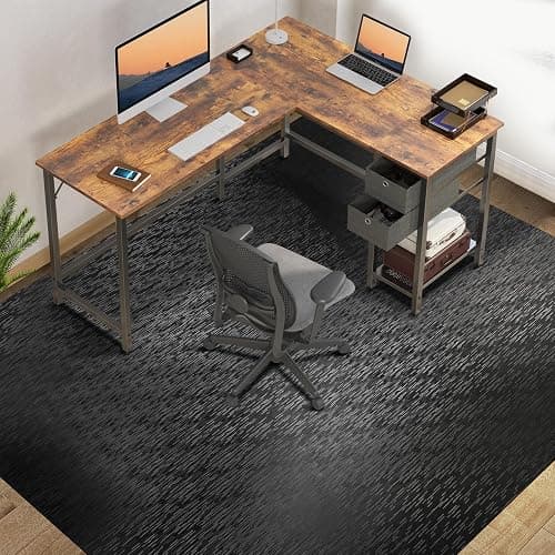 Office Chair Mat, TYDLE 59"x75" Large Chair Mat for Hard Floor, Vinyl Mat for Gaming Chairs, Slip Resistant Rolling Computer Under Desk Mat for Hardwood Floor, Black - Image 1