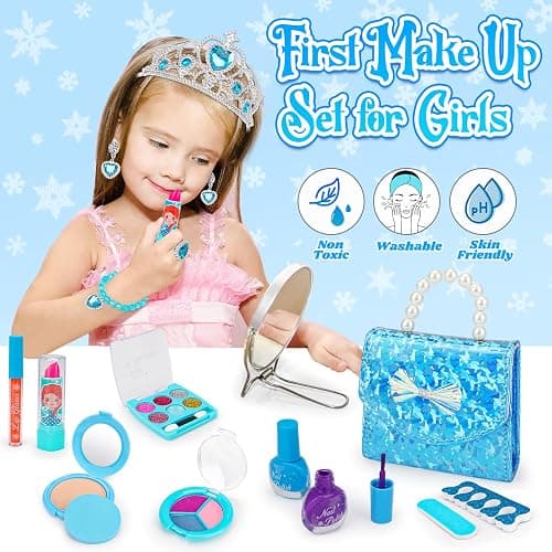 Frozen Makeup & Dress Up Toys for Girls Ages 3 4 5 6 Kids Makeup Kit Princess Real Make up Pretend Play Toy Halloween Costumes Nail Polish Set Birthday Gifts for Girls Toddlers 3-5 4-7 6-8 Year Old thumbnail 3