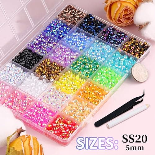 9000Pcs Resin Jelly Rhinestones with Tweezers for Crafting, Mixed-Color 5mm Flatback Gems, Bedazzling Crystal with 3Pcs 10ml B7000 Jewelry Glue for DIY Crafts Clothing Tumblers Shoes Nail Art thumbnail 2