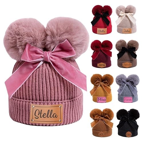 lanleay Custom Toddler Baby Beanies Personalized Baby Knit Hat with Name Infant Beanies Winter Hats for Newborn Kids Adults - Image 1