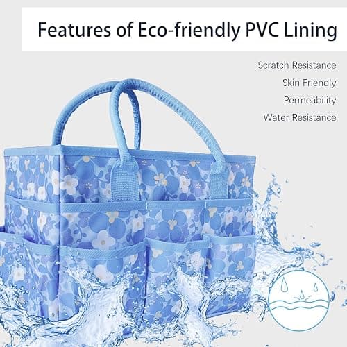 Cupohus Craft Organizer Tote Bag – Art Organizer, Craft Caddy with Multiple Pockets, Large Capacity Supply Storage Bag for Sewing, Knitting, Painting, and Travel（Blue Print） thumbnail 6