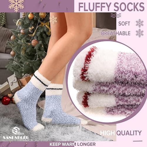 Womens Fuzzy Socks Fluffy Slipper Winter Warm Thick Plush Fleece Sleep Soft Home Socks thumbnail 3
