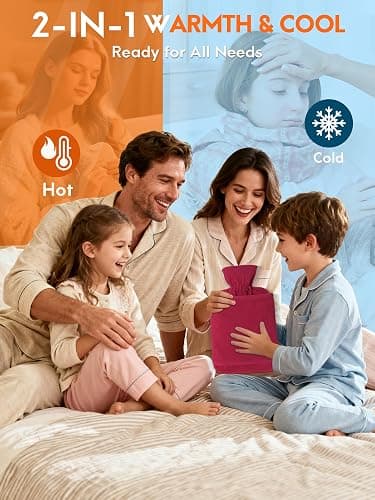 MUPAS Hot Water Bottle with Fleece Cover - 2L Large Leakproof Hot Water Bag - Soft Hot Water Bottle with Hand Pocket and Natural Rubber -for Hands, Feet, Shoulders, Neck, Abdomen, Legs (Red) thumbnail 6