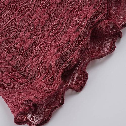 Womens Square Neck Short Sleeve Lace Top Front Tie Ruched Design Casual Blouse for Everyday and Night Out Occasions thumbnail 6