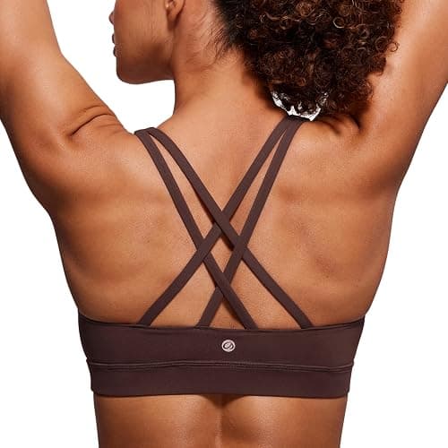 CRZ YOGA Womens Naked Feeling Strappy Sports Bra - Padded Fitness Workout Top Criss Cross Back Yoga Cami - Image 1