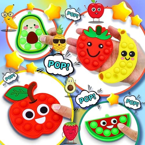 6pcs Fruit Bubble Fidget Toy Set Mini Pop Keychain Sensory Toys for Kids Party Favors Stocking Stuffers Carnival Prizes Classroom Rewards Toddler Stress Relief thumbnail 6
