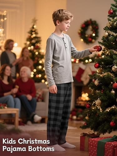 IHU 3 Pack Boys Pajama Pants Kids Micro Fleece Pj Bottoms Sleepwear Plaid Lounge Pant with Drawstring Pockets Boy Clothes thumbnail 5