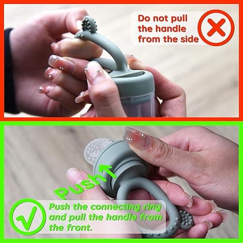LittlesJoy Silicone Baby Fruit Feeder/Food Feeder Pacifier/Breastmilk Popsicle Molds for purees Baby teething relief teether for Baby Teething & Infant Self Feeding BPA Free - (Sage) - Sage thumbnail 8