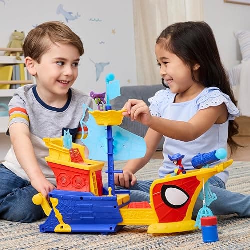 SPIDEY AND HIS AMAZING FRIENDS Marvel Water-Webs Webs Ahoy Bubble Pirate Ship Toy, 3-Inch Action Figures & Boat Playset, Super Hero Toys,, Ages 3+ thumbnail 6