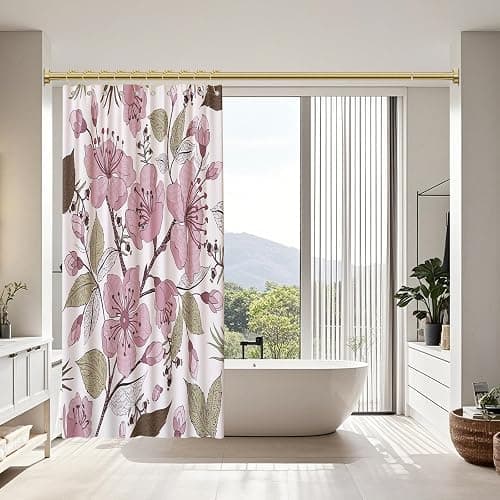 YNL Shower Curtain Rod 34-82 Inches, Non-Slip, Never Rust, No Drill Tension Curtain Rod for Bathroom & Window Stainless Steel Shower Rod, Brushed Gold thumbnail 2