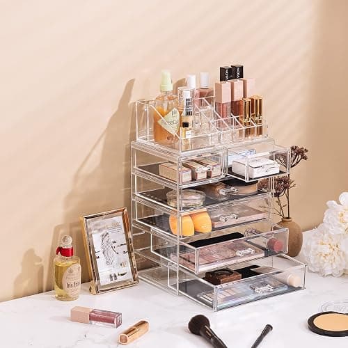 Sorbus Acrylic Makeup Organizer Set, 6-Drawer Vanity & Countertop Cosmetic Storage with Small & Wide Compartments, Clear Makeup Storage for Brushes, Jewelry – Holiday Gift for Women & Teens thumbnail 5