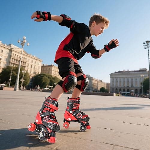 SULIFEEL Adjustable Kids Roller Skates for Boys Ages 3-5 5-8 6-12 with 4 Sizes Adjustable Light up Wheels, Best Children Gift for Beginners Indoor Outdoor Sports thumbnail 7