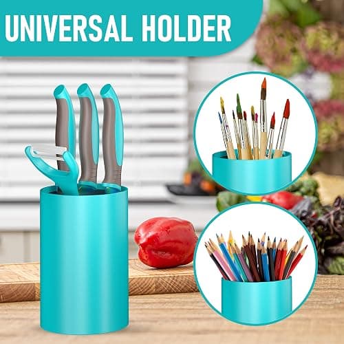 TruChef 5-Piece Kids Cooking Chef Knife Set | Real Stainless Steel Knives with Peeler, Serrated Knife & Holder | Kids Safe Rounded Tips, Easy-Grip Handles | Kitchen Knife Set (5 pcs, Aqua) thumbnail 6